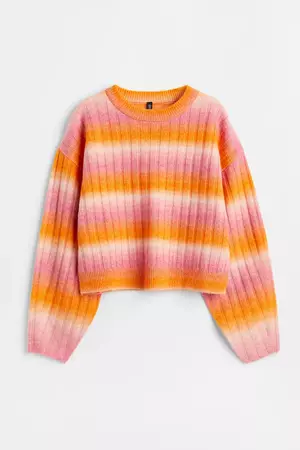 Rib-knit Sweater - Orange/striped - Ladies | H&M CA