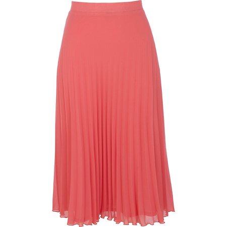 Bright coral pleated skirt - Midi Skirts - Skirts - women