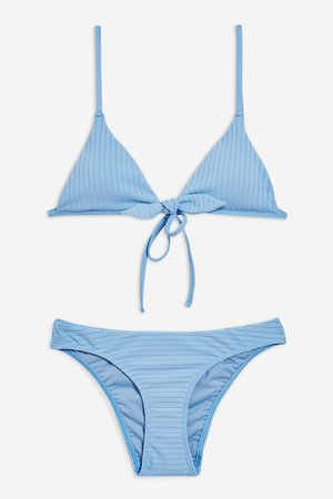 Blue Ribbed Bikini Set - Swimwear & Beachwear - Clothing - Topshop
