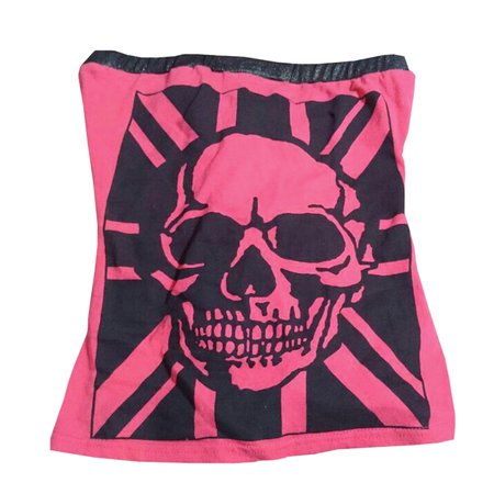 dark pink union jack skull tube top