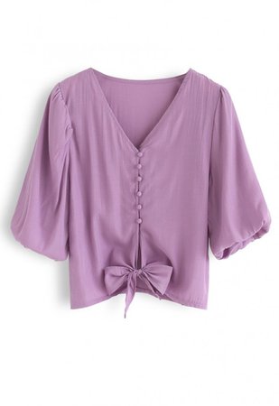 Sweet and Sound Bowknot Crop Top in Purple - NEW ARRIVALS - Retro, Indie and Unique Fashion