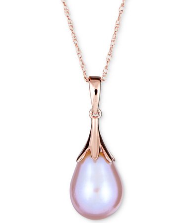 Macy's 14k Rose Gold Pink Cultured Freshwater Pearl Pendant Necklace