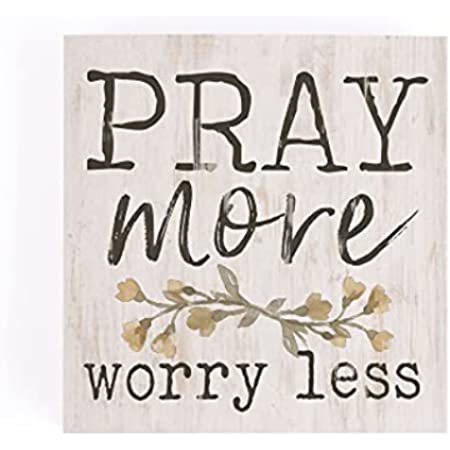Amazon.com: P. Graham Dunn Pray More Worry Colorful Stripe 4 x 4 Pine Wood Tabletop Word Block Sign : Home & Kitchen