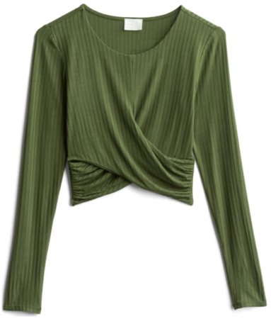 olive knot front long sleeve tshirt