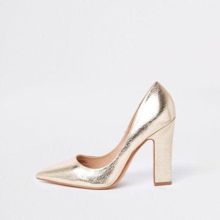 Gold metallic court shoes - Shoes - Shoes & Boots - women