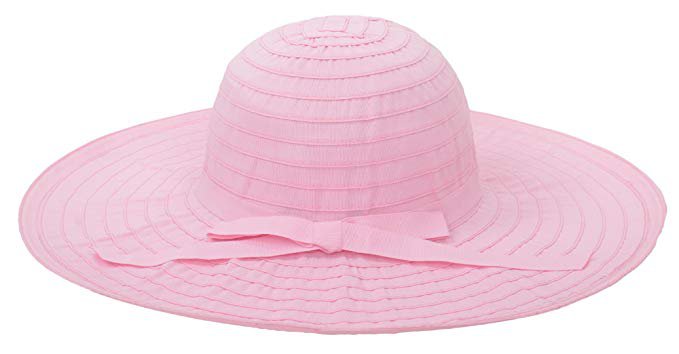 Livingston SPF 50+ UV Sun Protective Wide Brim Beach Sun Hat with Bow Pink at Amazon Women’s Clothing store: