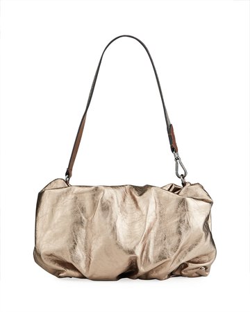 Brunello Cucinelli Metallic Leather Pochette Bag w/ Monili Strap | Neiman Marcus