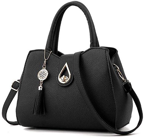 Amazon.com: Women PU leather Mini Cute Tote Bags Small Top Handle Satchel Purses Shoulder Tassel Handbags for Ladies (black): Shoes