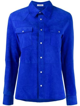 P.a.r.o.s.h. Plain Suede Shirt MASUEDED380543 Blue | Farfetch