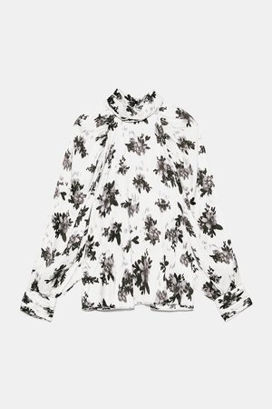 FLORAL PRINT BLOUSE - NEW IN-WOMAN | ZARA United States black white