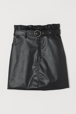 Short Faux Leather Skirt - Black