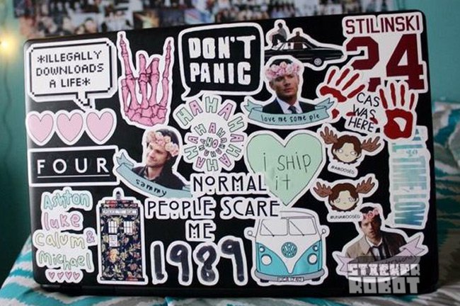 laptop covered in stickers - supernatural, fandoms, 5sos