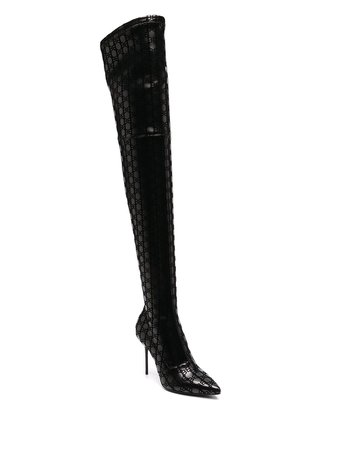 Shop black Balmain monogram thigh-high boots with Express Delivery - Farfetch