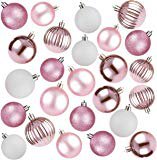 Amazon.com: 48-Pack Mini Christmas Tree Ornaments - Pink and White Shatterproof Small Christmas Balls Decoration, Assorted 4-Finish Shiny, Matte, Glitter, Ribbed, Hanging Plastic Bauble Holiday Decor, 1.5 Inches: Home & Kitchen