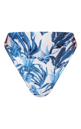 Blue Porcelain Print V Front Bikini Bottom | PrettyLittleThing USA