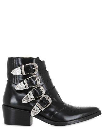 toga pulla 50mm buckle up leather cowboy boots black women shoes,best-loved,100% high Quality Guarantee [WOMEN-65I-4TW001-QkxBQ0sgUE9MSURP0] - $245.26 : Alexandre Birman Sale, USA Online