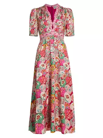 Shop Saloni Tabitha Floral Silk Maxi Dress | Saks Fifth Avenue