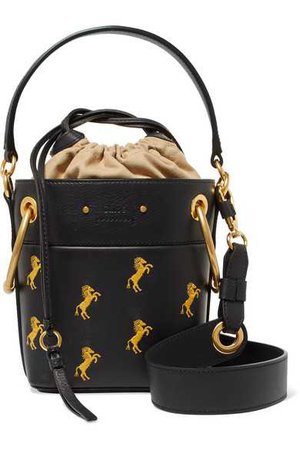Chloé | Roy mini embroidered leather bucket bag | NET-A-PORTER.COM