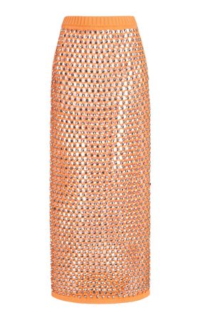Spice Cotton Crystal-Mesh Midi Skirt By Diotima | Moda Operandi