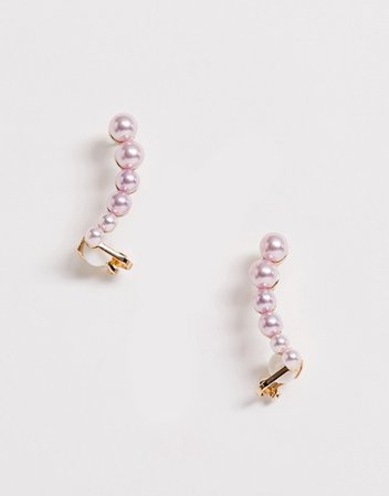 ASOS DESIGN ear crawlers in pink pearl | ASOS
