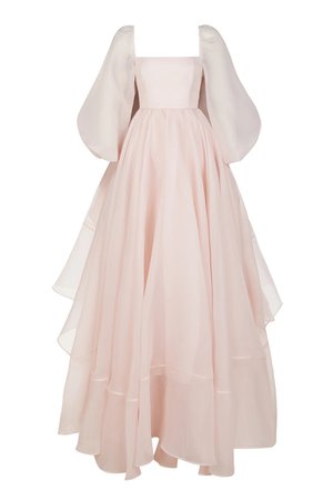pink puff sleeve gown