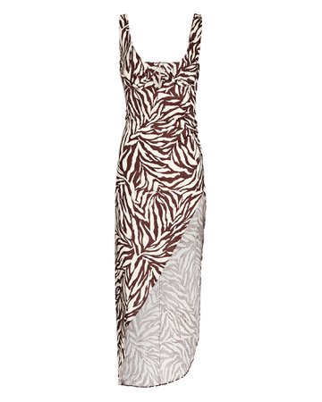 RUMER Cyrus Zebra-Printed Linen Maxi Dress | INTERMIX®