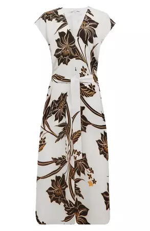 Reiss Harper Floral Tie Waist Midi Dress | Nordstrom