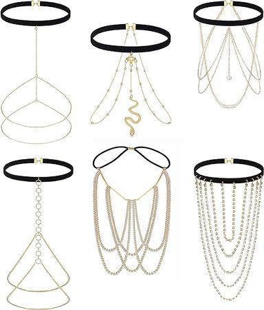 Amazon.com: FASACCO 6PCS Snake Leg Chain Thigh Chain for Women Layered Crystal Boho Body Chains Party Summer Beach Thigh Body Chain Jewelry, Gold : Clothing, Shoes & Jewelry