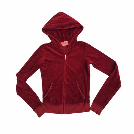 vintage juicy couture blood red velour hoodie... - Depop