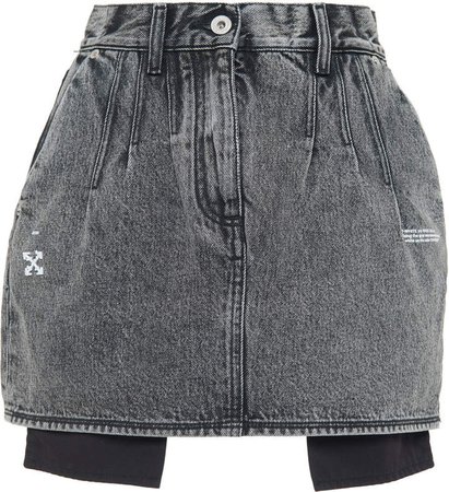 Printed Denim Mini Skirt