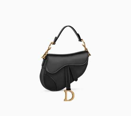 Mini Saddle bag in black calfskin - Dior