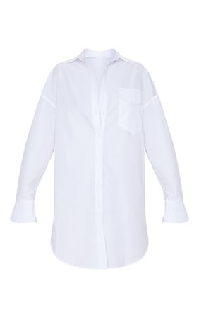 White Bell Cuff Detail Oversized Shirt Dress | PrettyLittleThing USA