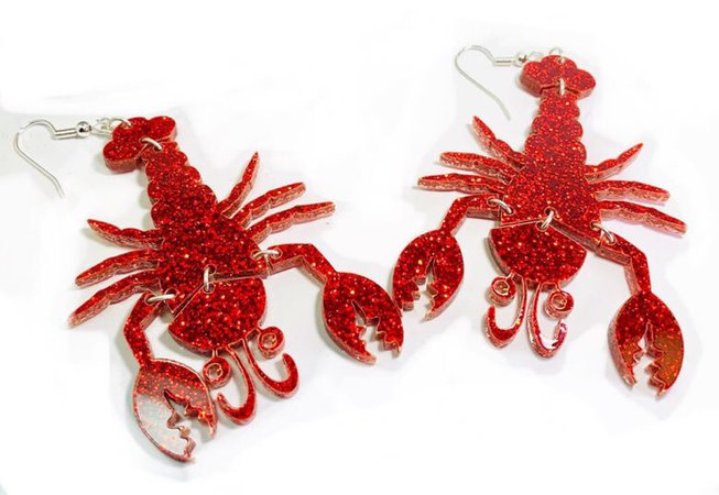 kitschy lobster earrings