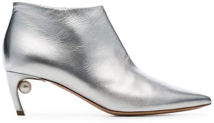 Mira 55 pearl heel ankle boots