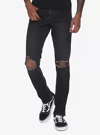 XXX RUDE 32 Inch Inseam Faded Black Ultra Destructed Skinny Jeans