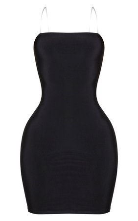 Shape Black Slinky Clear Strap Bodycon Dress | PrettyLittleThing USA