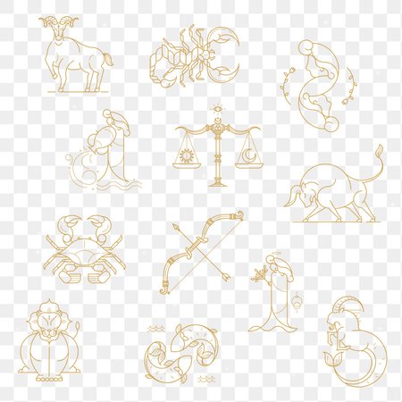 Golden zodiac signs design element set | Free stock illustration | High Resolution graphic