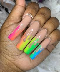 rainbow acrylic nails