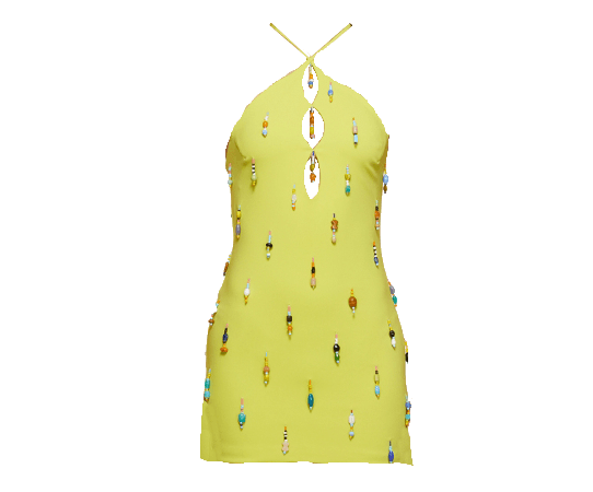 Marshall Columbia crepe beaded short dress in lime (Dei5 edit)