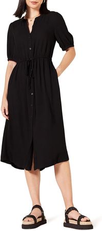Amazon.com: Amazon Essentials Women's Relaxed Fit Half-Sleeve Waisted Midi A-Line Dress : Clothing, Shoes & Jewelry