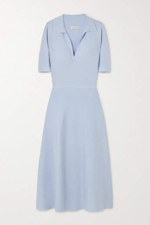 Wool-blend Midi Dress - Light blue