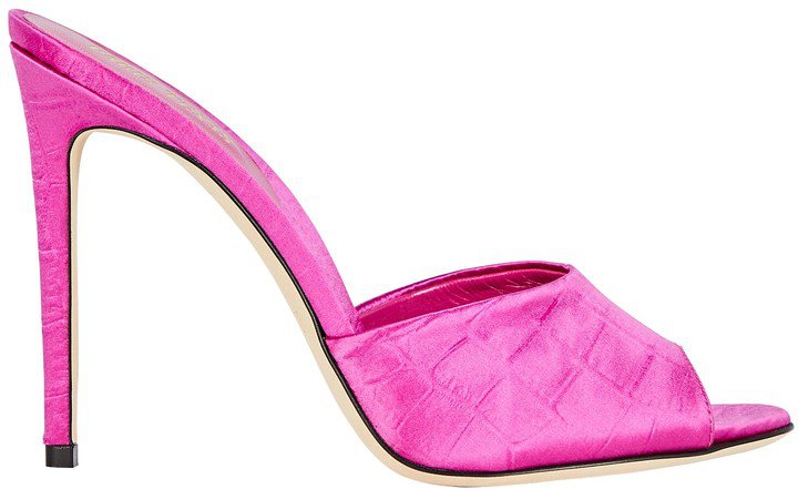 Croc-Embossed Satin Slide Sandals