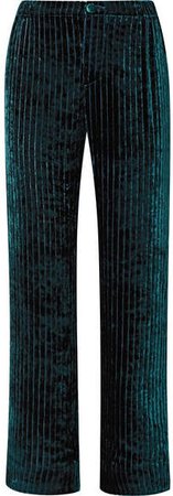 F.R.S For Restless Sleepers - Etere Quilted Velvet Straight-leg Pants - Emerald