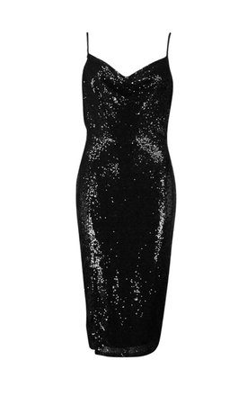 black sequin fitted mid dress