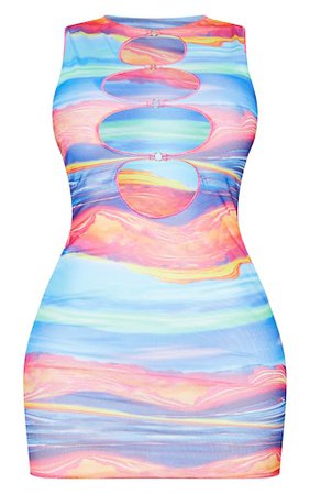 Shape Blue Landscape Ring Sleeveless Bodycon Dress | PrettyLittleThing USA