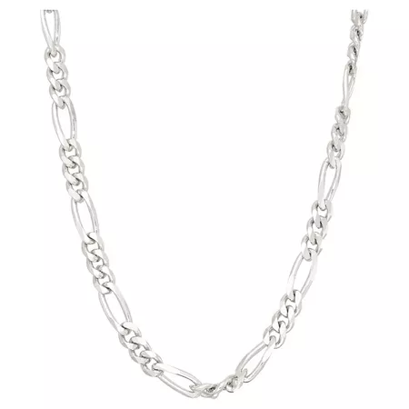 Tiara Sterling Silver 24" Figaro Chain Necklace : Target