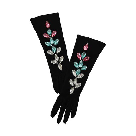 Yves Saint Laurent Jeweled Kidskin Suede Gloves Size 6.5 For Sale at 1stDibs