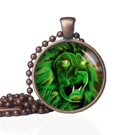green lion necklace - topiary