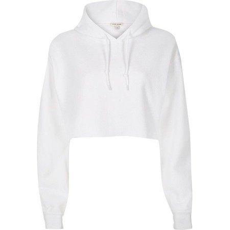 River Island White cropped hoodie ($32)