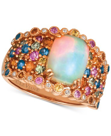 Le Vian 14k Rose Gold Rainbow Multi-Gemstone & Diamond Accent Ring